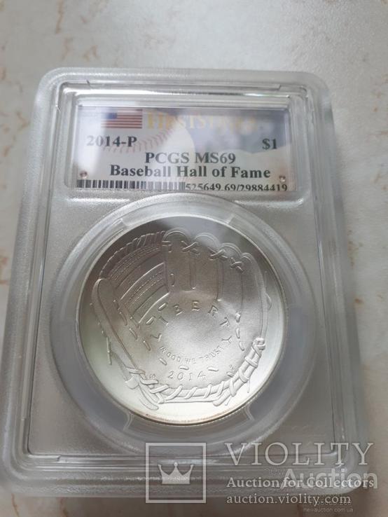 Доллар Бейсбол PCGS ms 69 Уникальная согнутая монета, фото №2