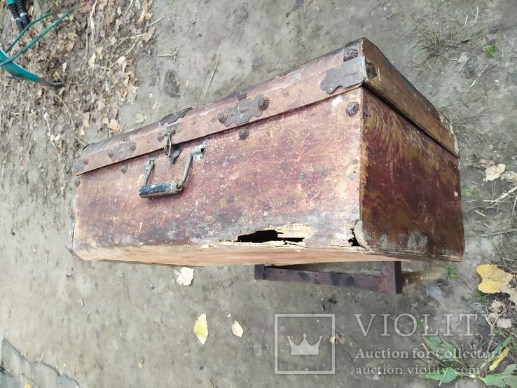 Старинный фанерный ящик саквояж, фото №11