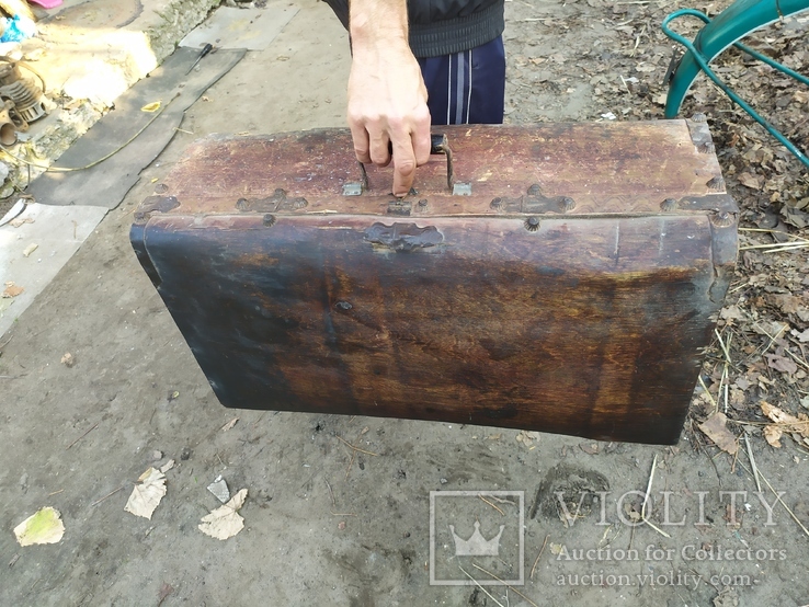 Старинный фанерный ящик саквояж, фото №12