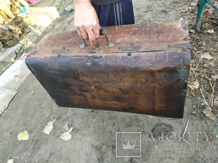 Старинный фанерный ящик саквояж, фото №13