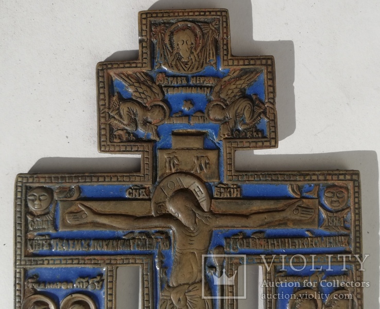 Крест.Распятие Христово с предстоящими.Бронза,Эмаль.19-век.., фото №6