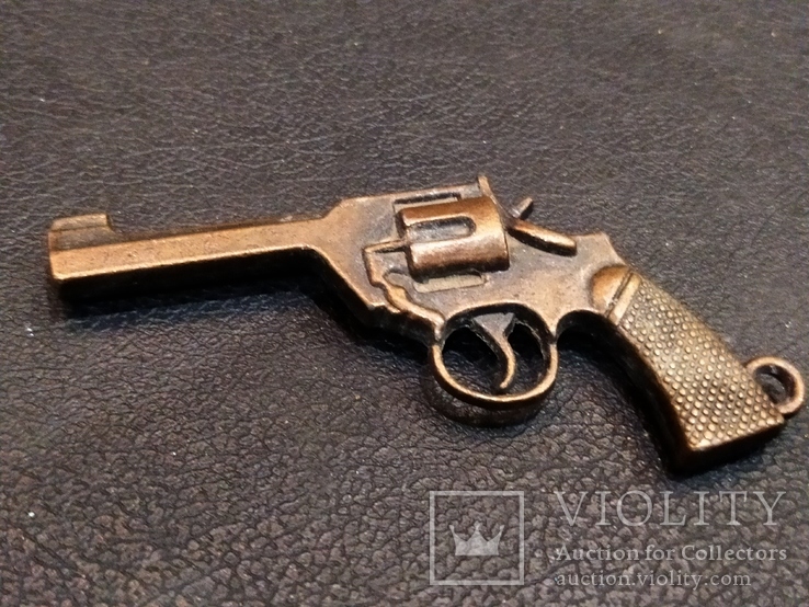 Пистолет коллекционный бронза брелок миниатюра, фото №2