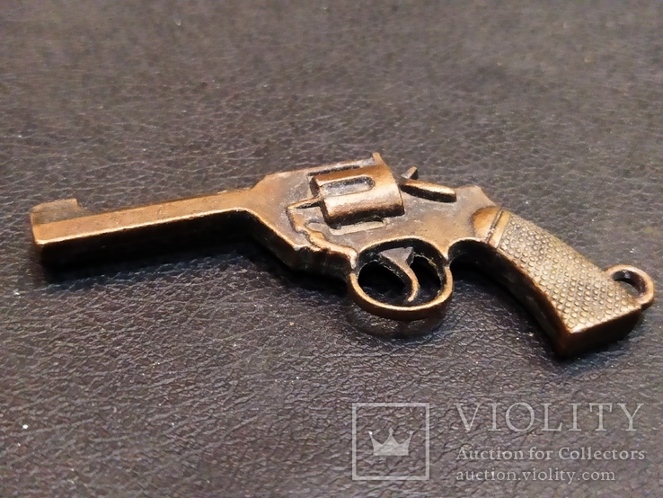 Пистолет коллекционный бронза брелок миниатюра, фото №4