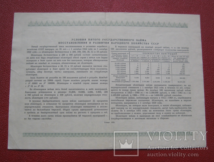100 рублей 1950 года облигация, фото №3