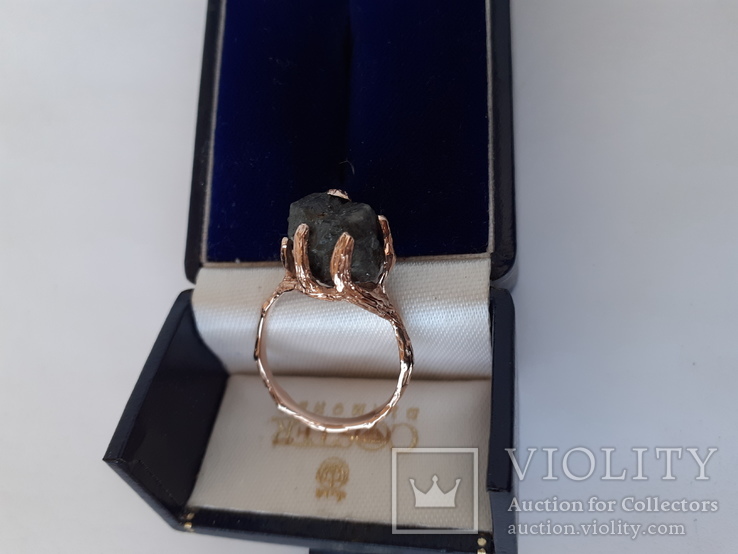 Золотое кольцо с природным кристаллом уральского александрита, фото №2
