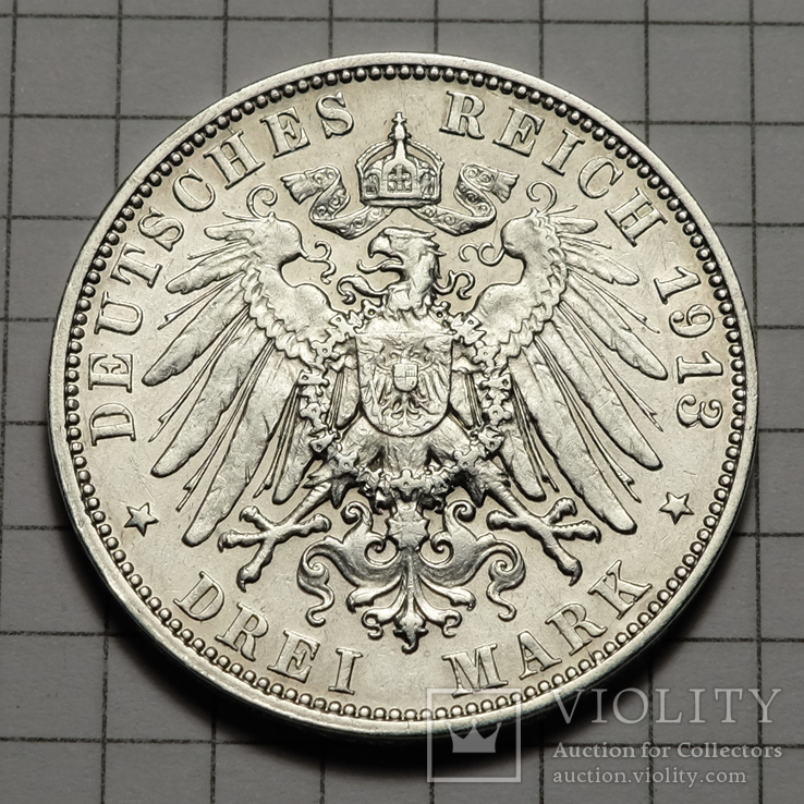Германия Саксония 3 марки 1913 Серебро, фото №5