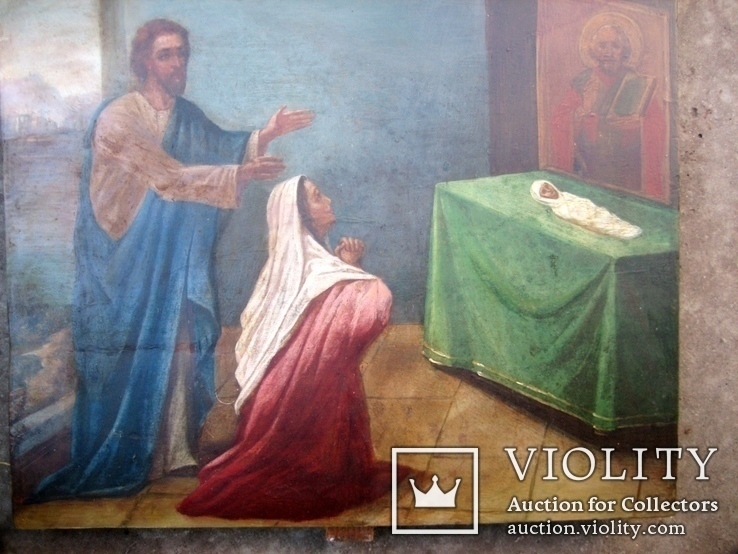 Старовинна ікона - Моління перед іконою Св. Миколая, фото №12