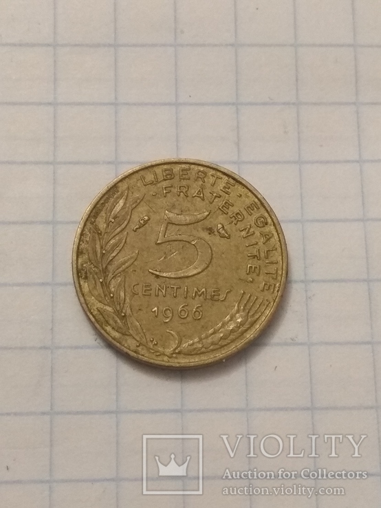 14.  Монета 5  сантимов 1966 года, фото №2