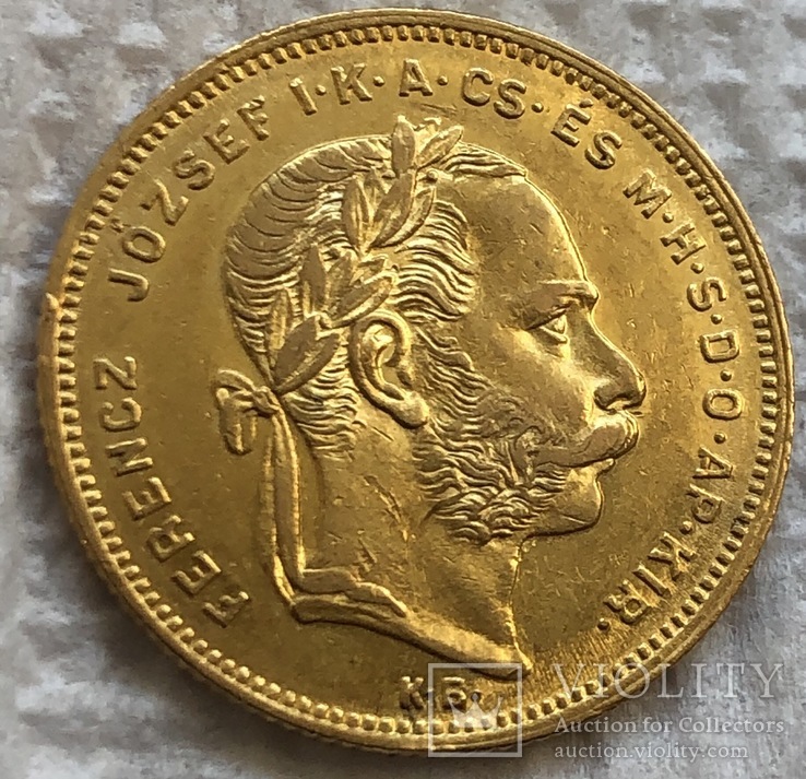 20 франков 8 форинтов 1878 год Австрия золото 6,45 грамм 900’