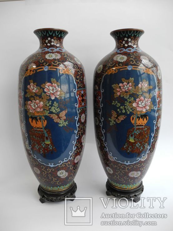 Старинные Японские парные вазы Клуазоне, фото №12