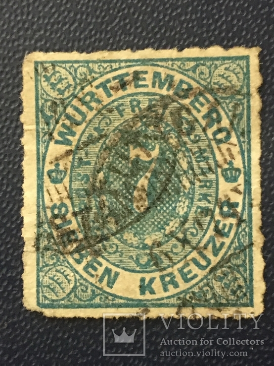 Марка Німеччина 1869 Вюртемберг, фото №2