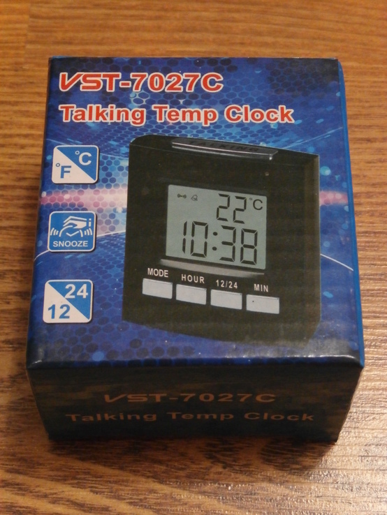 Говорящие настольные часы с термометром и будильником