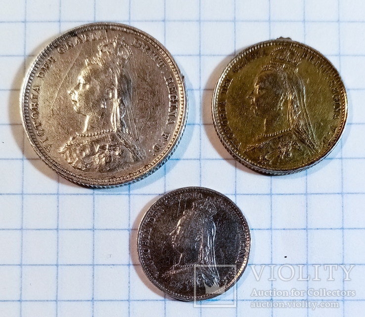 Серебряные Монеты Велыкобритании 1887г, фото №2