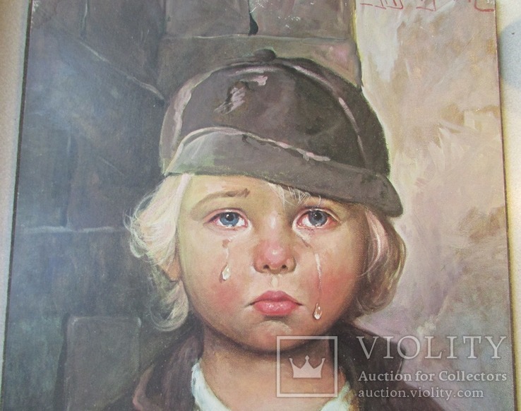 Портрет хлопчика в кепці, який плаче. 40 х 49,7 см, фото №3