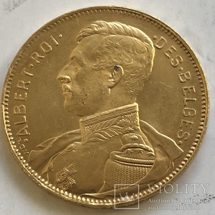 20 франков 1914 год Бельгия золото 6,45 грамм 900’, фото №2