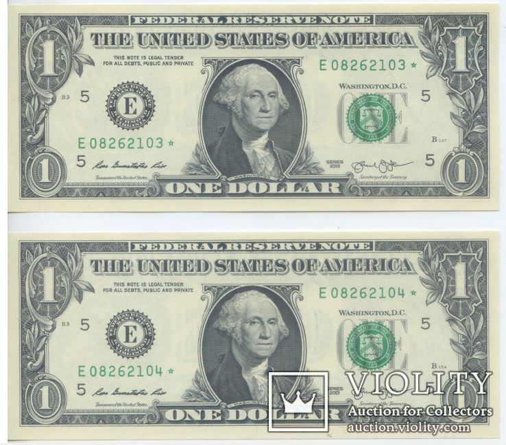 Пара UNC * Замещение 2013 - 1 one dollar USA / Долар заміщення Пресс