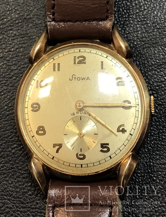 Золотые наручные часы Stowa 56 пробы № 21142 На ходу, фото №2