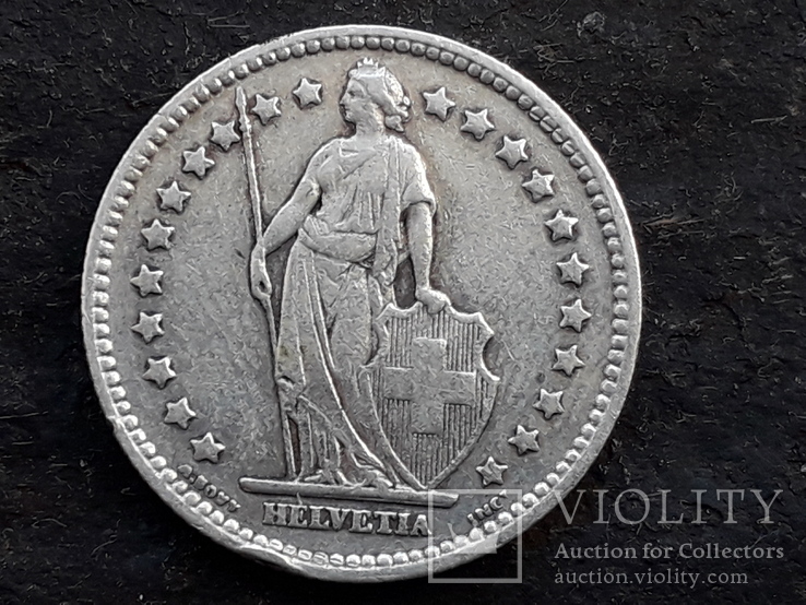 1 франк, Швейцария, 1920 год, серебро 835-й пробы, 5 грамм, фото №3