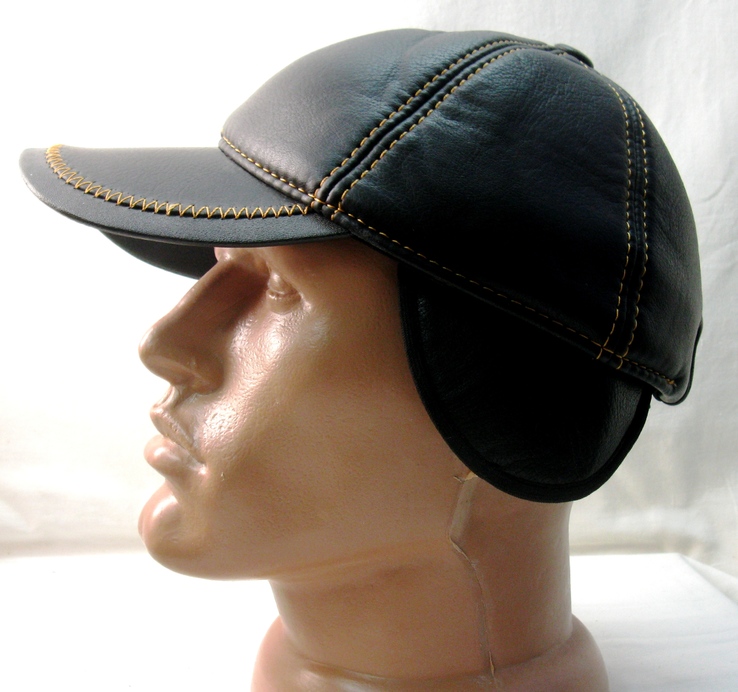 Czapka - czapka z daszkiem , r. 55 , skórze zamiennik , proshitaya . Ocieplony ., numer zdjęcia 2
