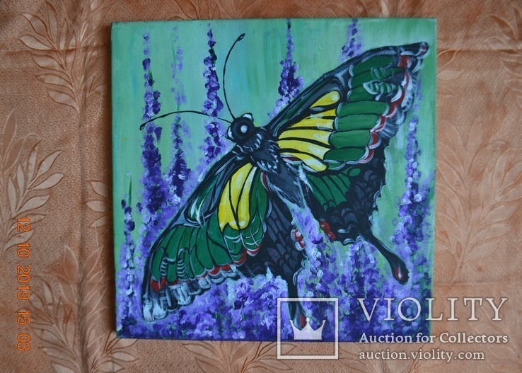 Картина "Метелик", 40х40 см., акрил, липень 2019 р., Марина Овдієнко, 12 років, фото №3