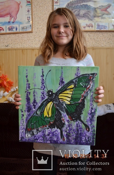 Картина "Метелик", 40х40 см., акрил, липень 2019 р., Марина Овдієнко, 12 років, фото №9