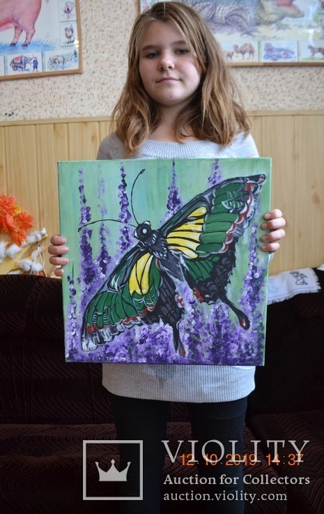 Картина "Метелик", 40х40 см., акрил, липень 2019 р., Марина Овдієнко, 12 років, фото №10