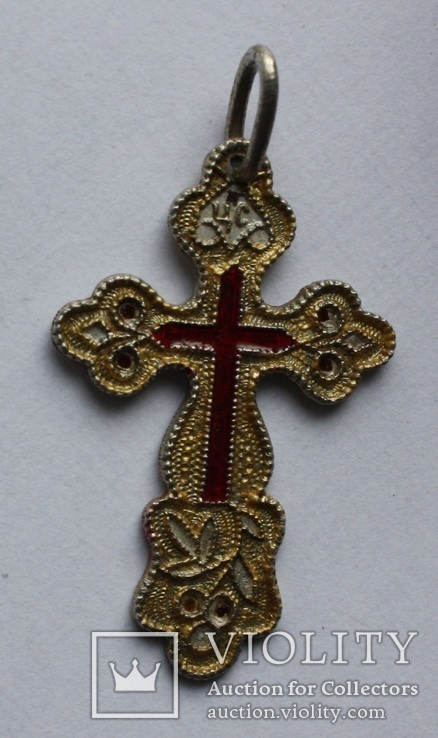 Старинный серебряный крестик с эмалями., фото №3