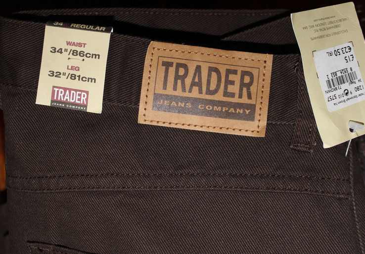 Джинсы  коричневые Trader  W34/ L32, cotton 100%, Англия, фото №2