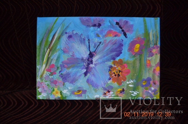 Картина "Метелик серед літа", 30х20 см., жовтень 2019 р., акрил, Лера Назаренко, 11 років, фото №3