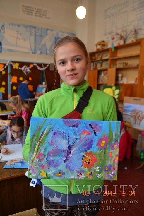 Картина "Метелик серед літа", 30х20 см., жовтень 2019 р., акрил, Лера Назаренко, 11 років, фото №13