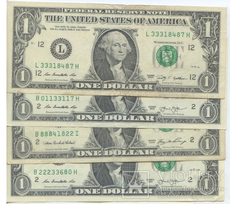 Интересные номера баксов / долларов, состояние, 2006-2013-2009, One dollar USA $