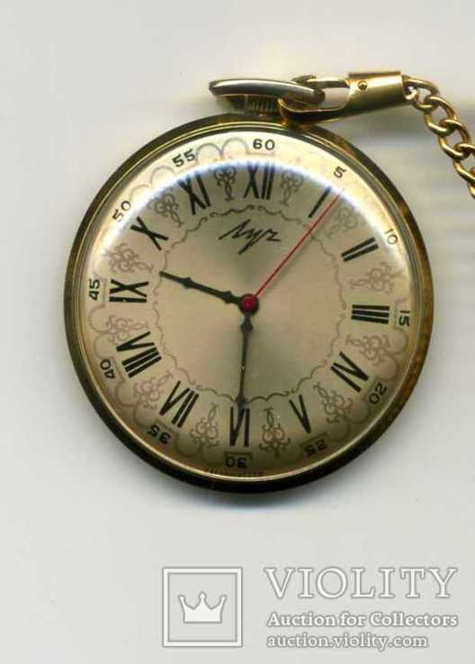Часы Луч карманные позолоченные СССР  с гравировкой . На ходу., фото №3