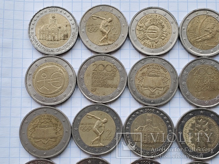 Евро разные,2€×20 шт,18шт.из них-юбилейные., фото №3