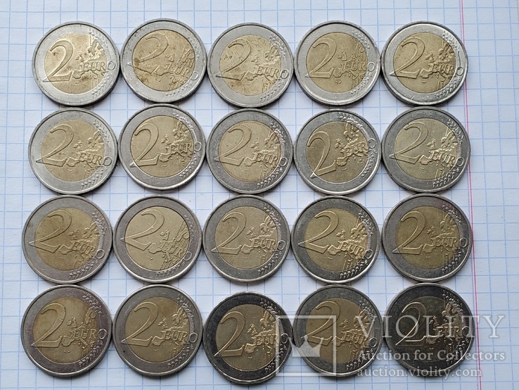 Евро разные,2€×20 шт,18шт.из них-юбилейные., фото №7