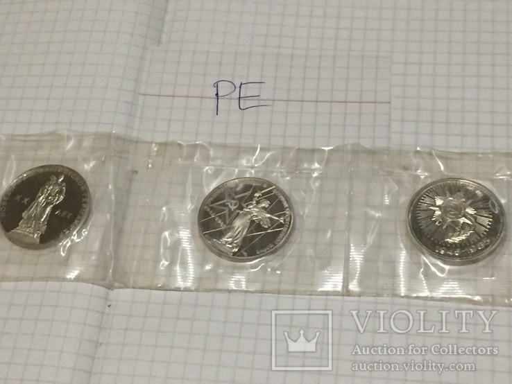 Спайка трёх новодельных монет 1988 г.  Пруф, фото №2