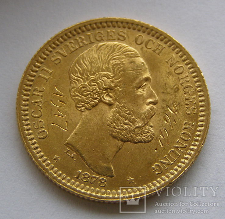 Золото 20 крон 1878 г. Швеция, фото №4