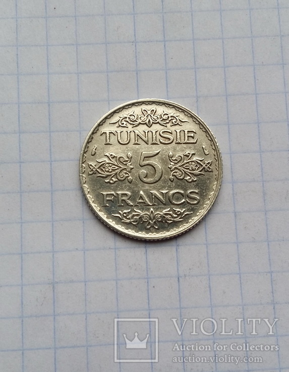 5 франков 1934 года Тунис, фото №3