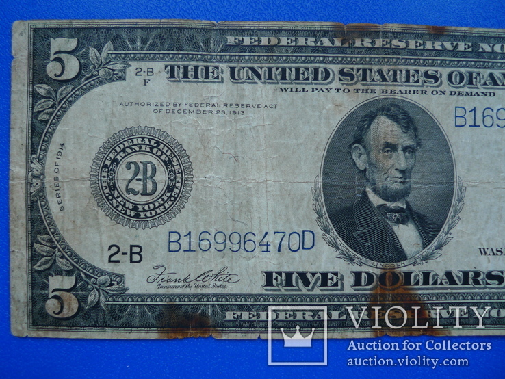 5 долларов 1914 год, фото №4