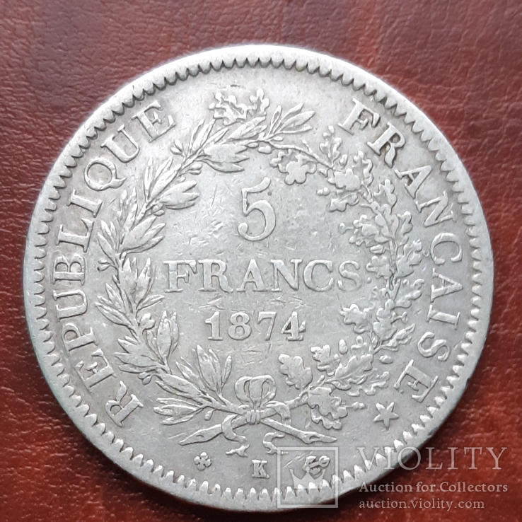 5 франков 1874 г. Франция, фото №4