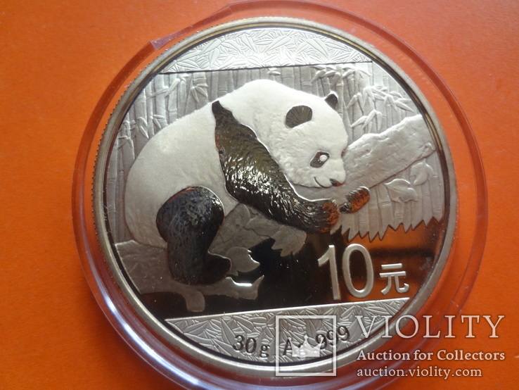 10 юань 2016 Панда Китай серебро+позолота ~, фото №2