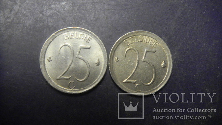 25 сантимів Бельгія 1974 (два різновиди), фото №2