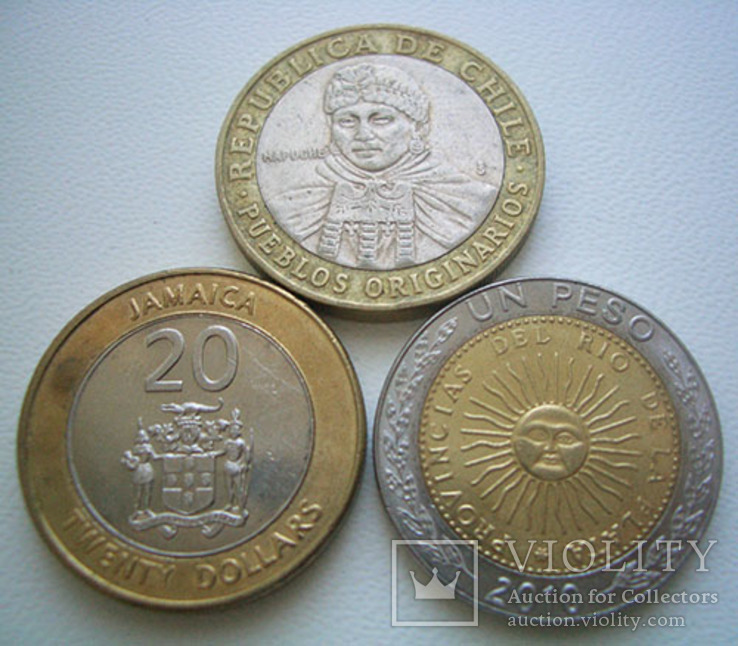 Чили, Аргентина, Ямайка - 3 монеты, фото №2