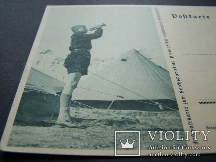 Германия Рейх Гитлерюгенд Мальчик с горном открытка карточка, фото №4