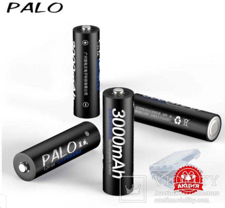 Аккумуляторы Palo АА 3000mAh 4 шт + футляр, фото №3