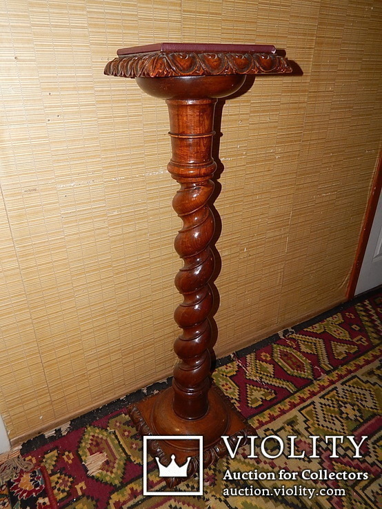 Старинная деревянная консоль (подставка). Высота 123,5 см., фото №4