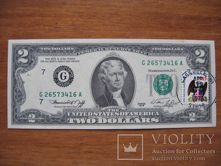 2 доллара 1976 г. Спецгашение первого дня (3416A), фото №2