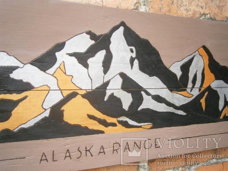 Картина на досках - " ALASKA RENGE" 95х26см.., фото №3