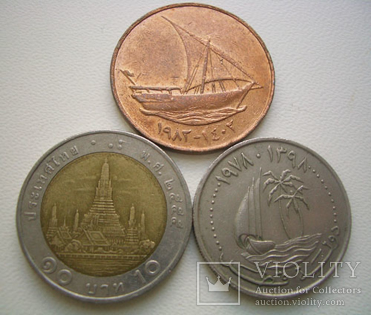 Катар, Эмираты, Тайланд - 3 монеты, фото №2