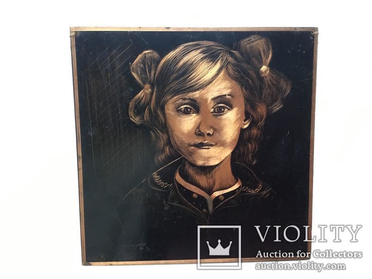 Рисунок Девушки 1980 г.. Фольгированный текстолит, 20 х 20 см.