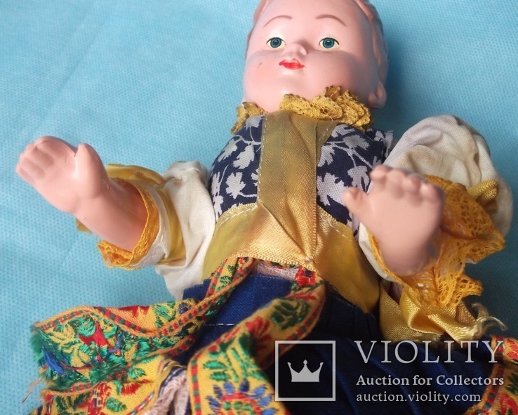 Старая кукла на резинках Европа 30 см, фото №9